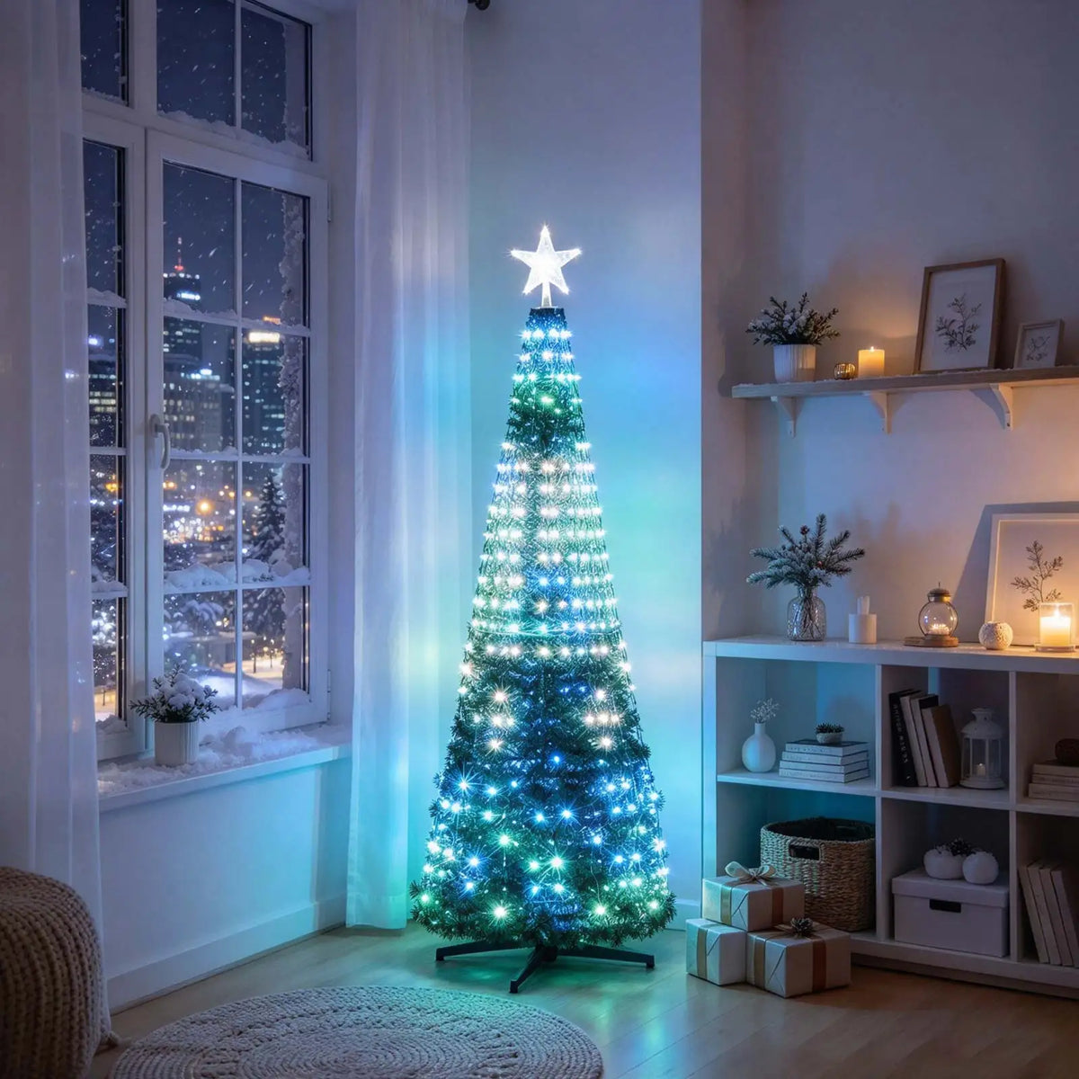 VIBE 400-LED Christmas Tree String Lights with Remote & Star Topper