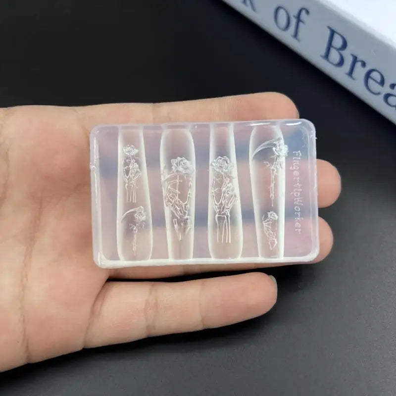 Rose Skull Silicone Nail Art Mold – DIY Skeleton Carving