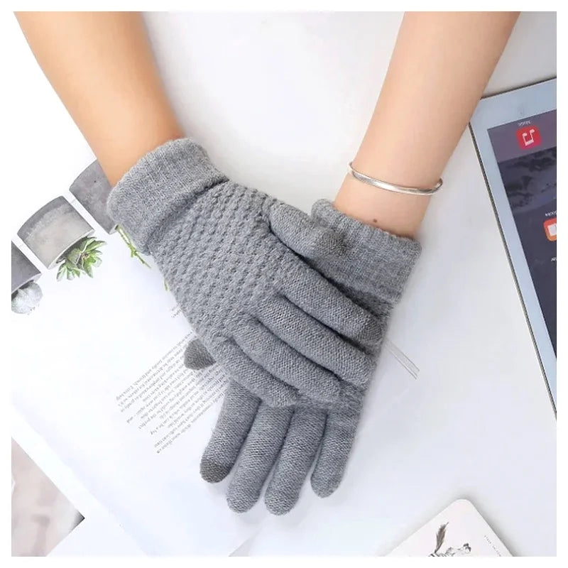 Stretch Knit Winter Gloves Windproof Warm Full Finger Unisex