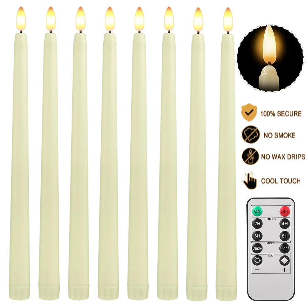 6 Flameless LED Taper Candles with 10-Key Remote | Battery