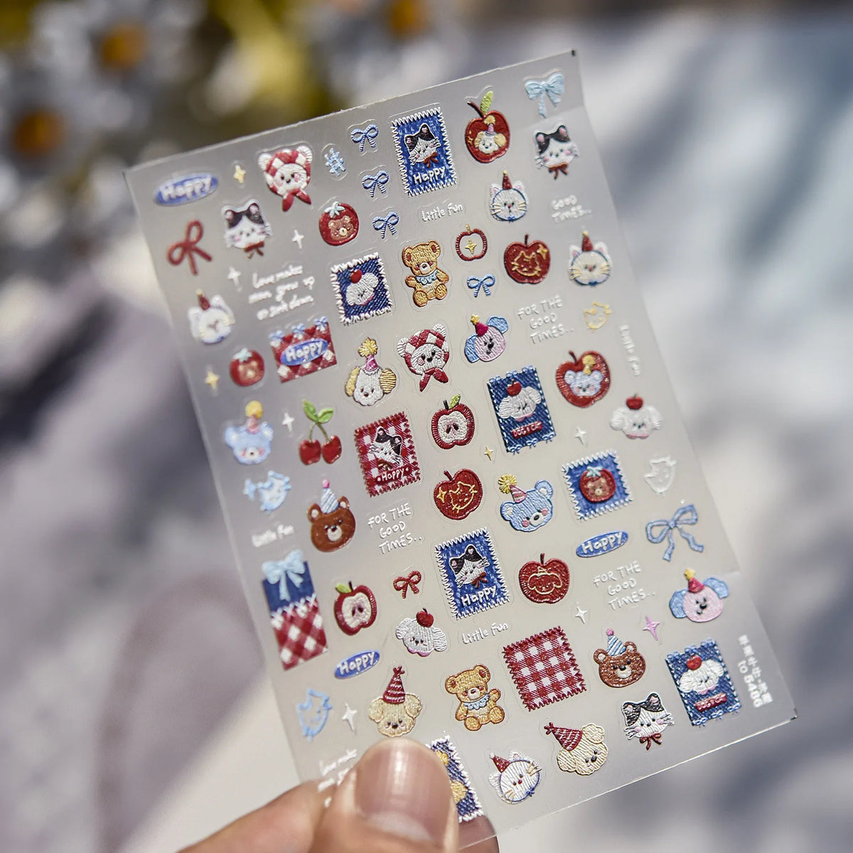 5D Embossed Teddy Bear Nail Art Stickers – DIY Manicure Decals