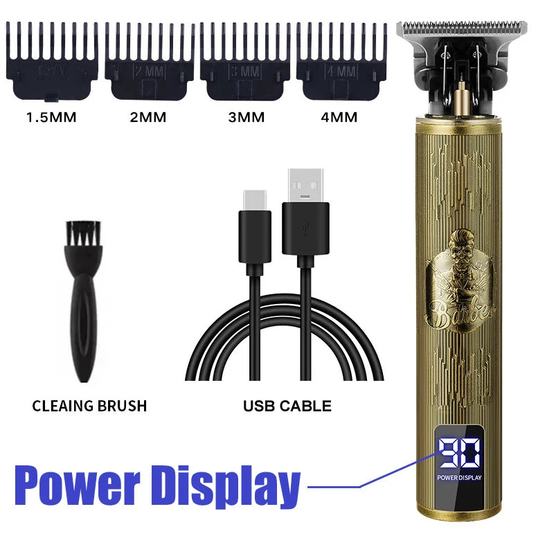 Vintage T9 Rechargeable Hair Clipper & Beard Trimmer for Men