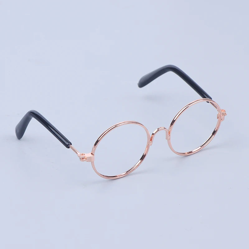 Miniature Round Frame Lensless Eyeglasses for 20cm Dolls