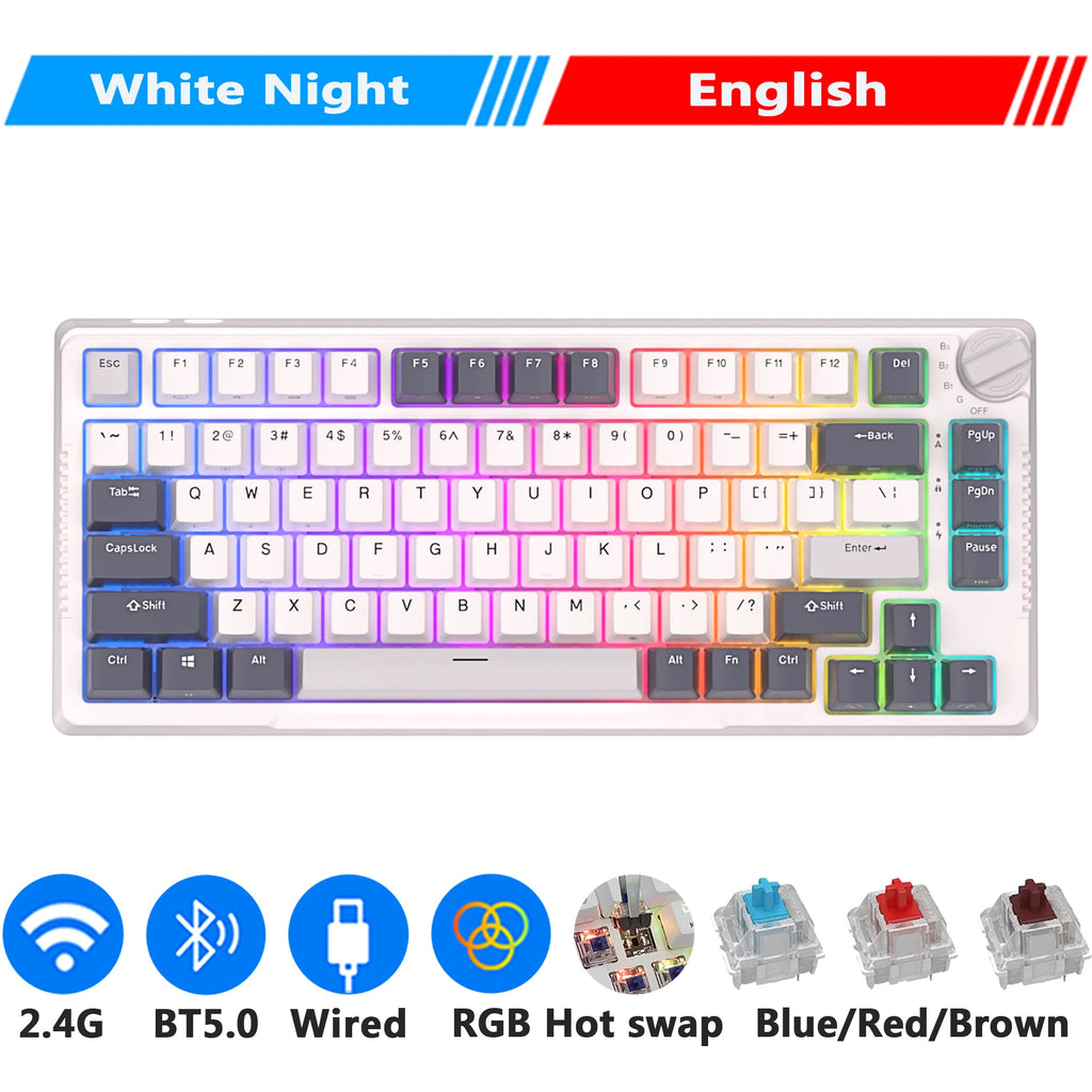 RK H81 Gasket Tri-Mode RGB Mechanical Keyboard 81 Key