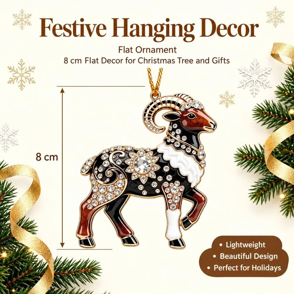 Rhinestone Goat Christmas Acrylic Pendant Keychain & Bag Charm
