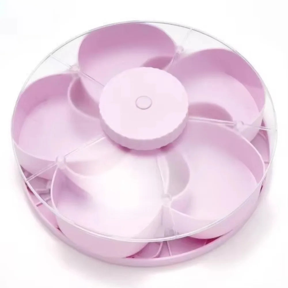 Rotating Snack Tray with Lid – 5-Compartment Lazy Susan