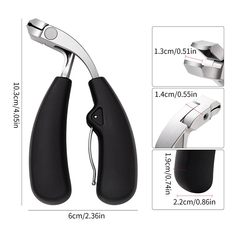 Heavy-Duty Curved Nail Clippers Wide Opening Stainless Steel
