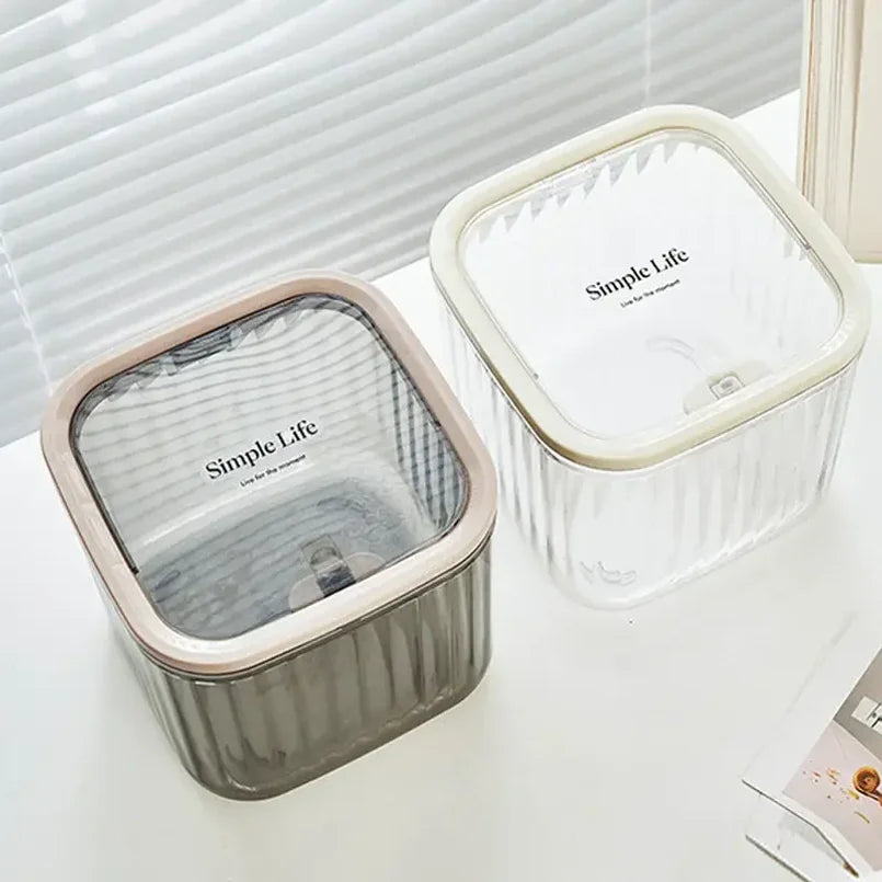 Transparent Mini Desktop Storage Box with Pop-Up Lid