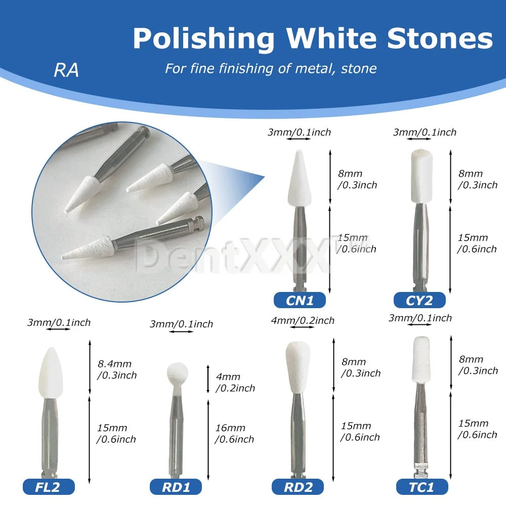 12Pc White Aluminum Oxide Grinding Bits 2.35mm Rotary Tool