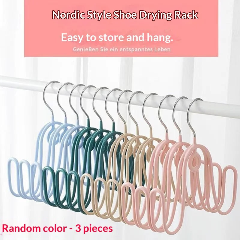 Dip-Coated Shoe Drying Hanger – Windproof Multi-Hook Rack