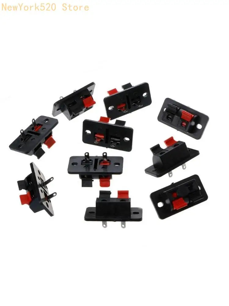 10-Pack Spring-Loaded Push-In Speaker Terminal Connectors