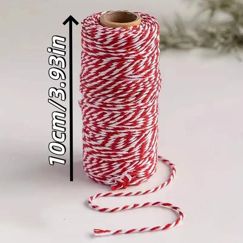2-Pack 100m Red & White Christmas Braided Craft Rope – Festive Cord