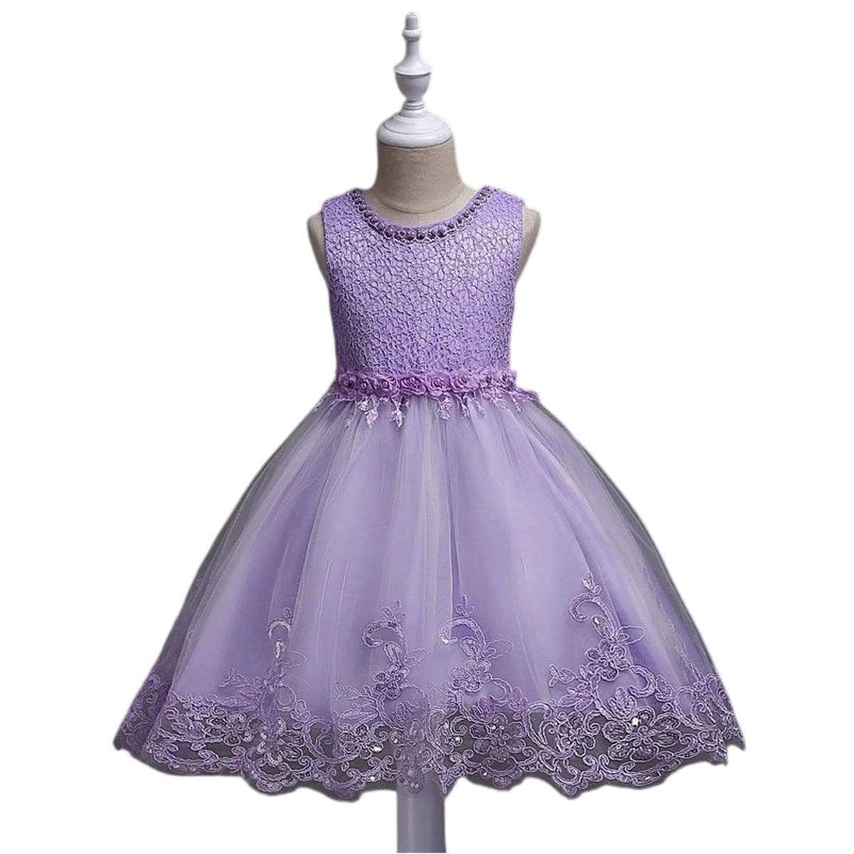 Lace Appliqué Beaded Flower Girl Dress | Wedding & Communion