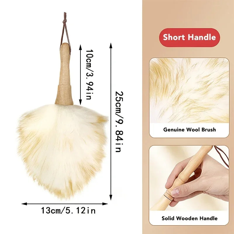 Wool Duster Brush Wooden Handle – Car, Office & Home Use