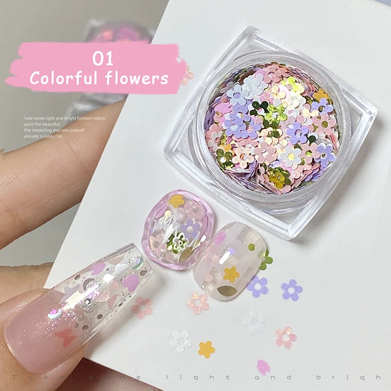 Nail Art Sequins 6 Shapes Glitter Manicure Decals – 1 Jar