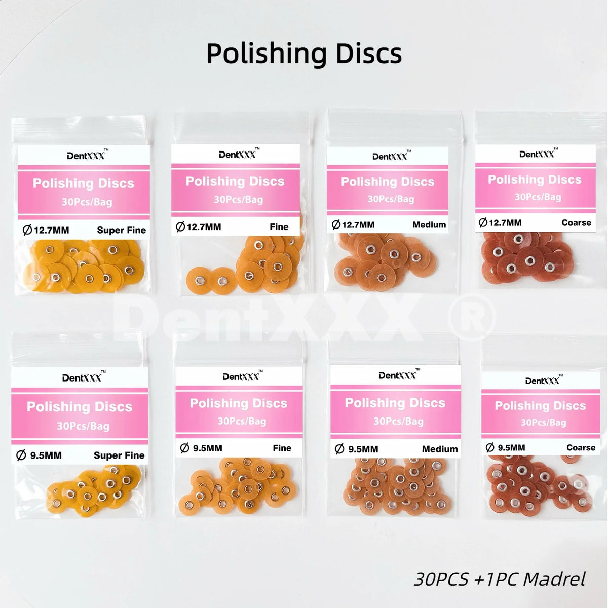 31-Pc Glass Polishing Disc Set & Mandrel – 4 Grits