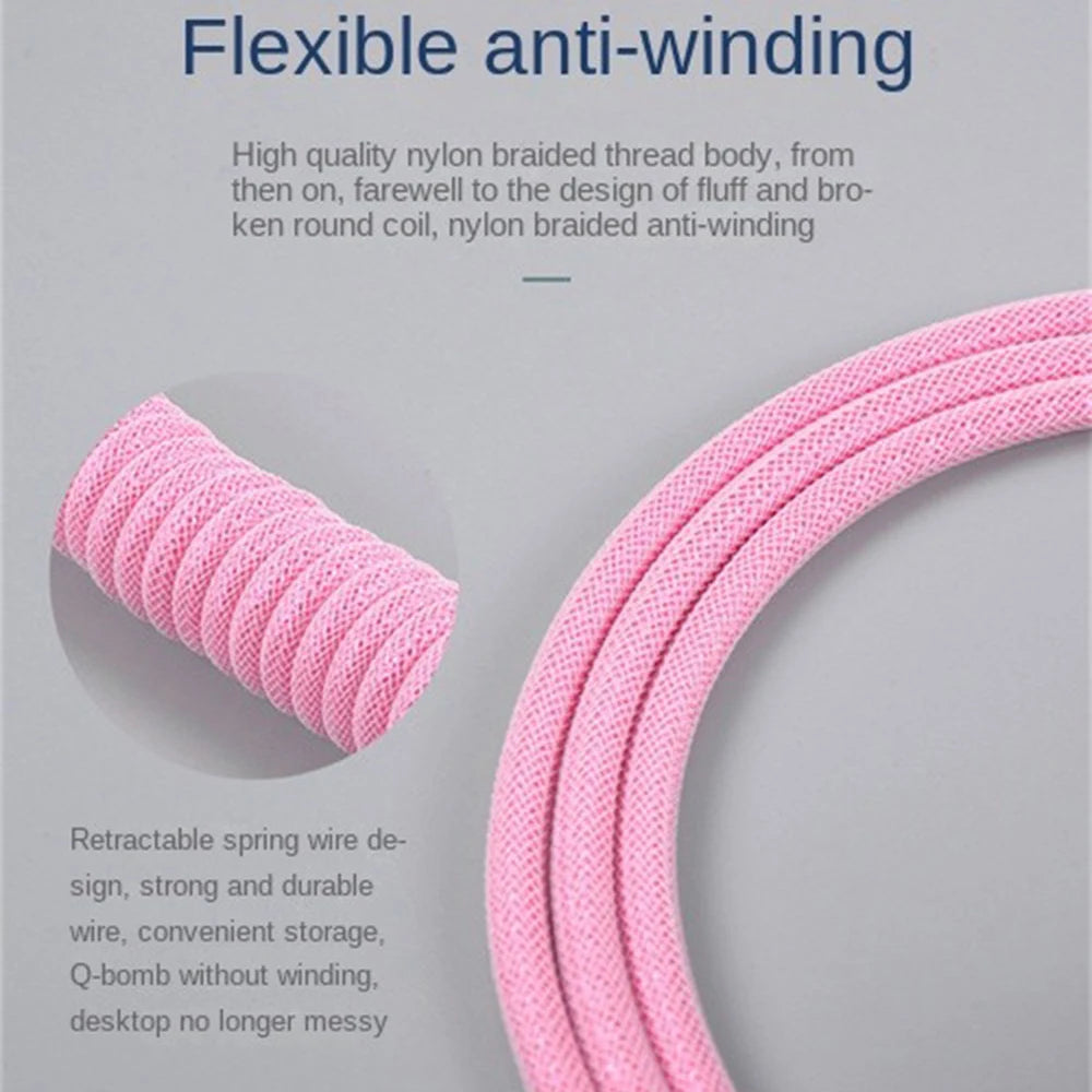 Type-C Coiled Keyboard Cable with Aviator Connector – Spring USB