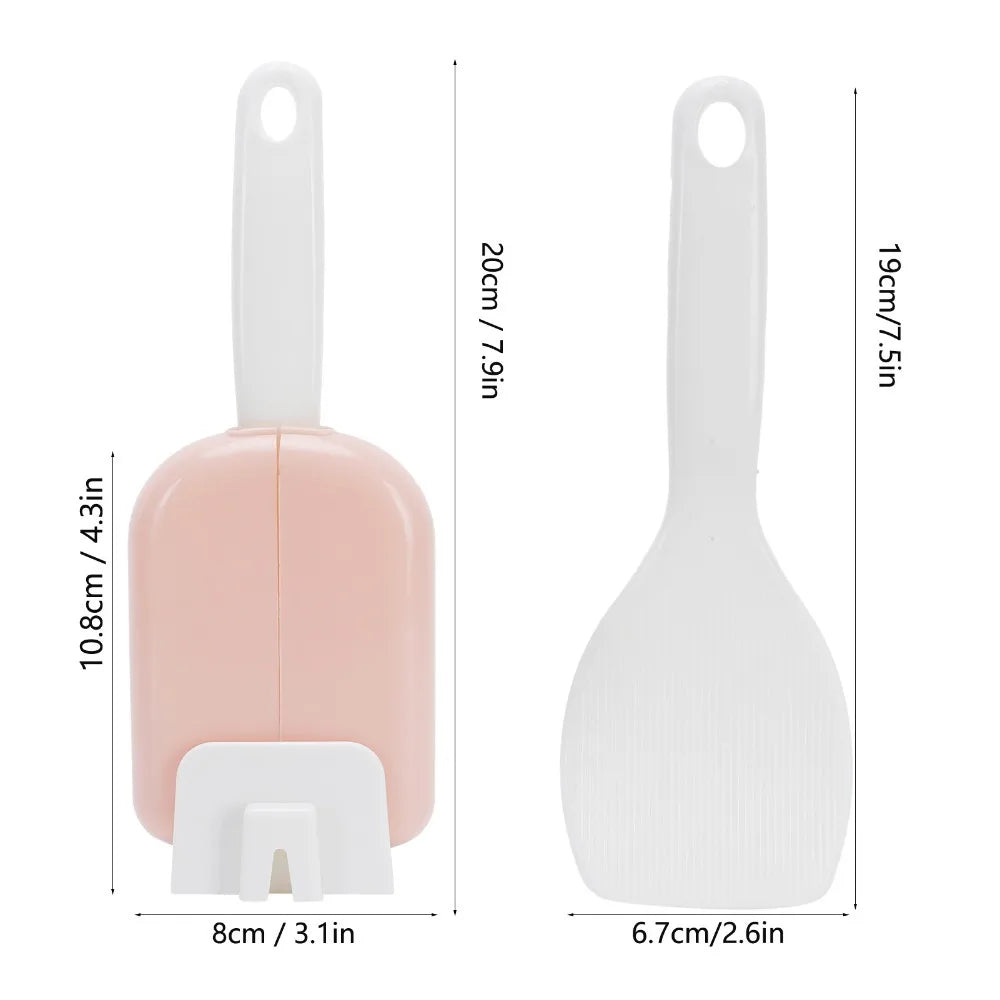 2-Pack Non-Stick Rice Scoop with Dust-Proof Storage Holder