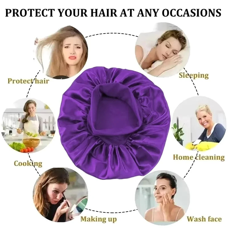 Satin Sleep Cap Hair Wrap – Wide Elastic, Fits All Hair Types