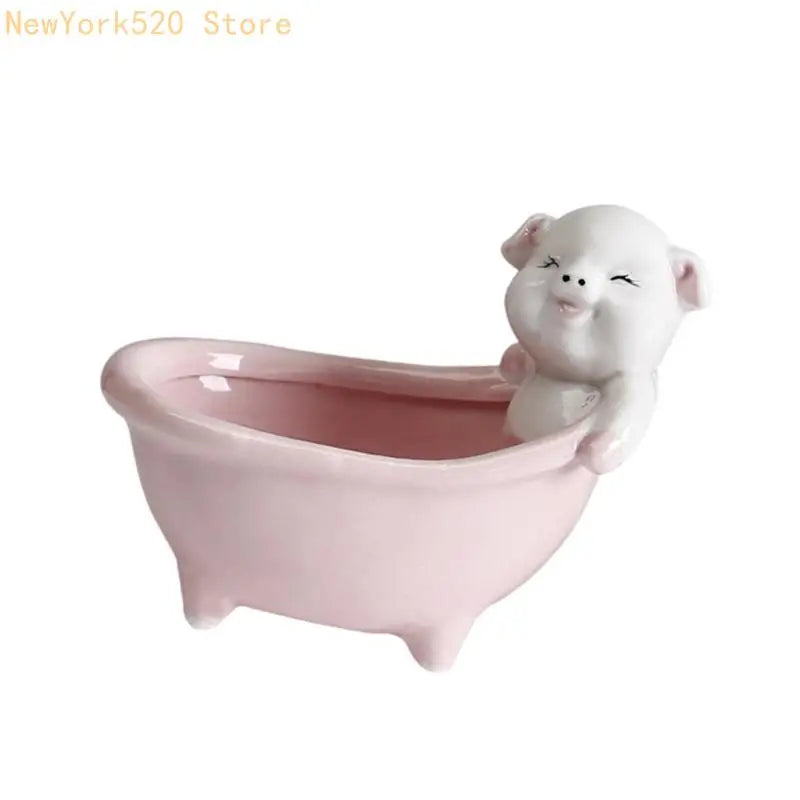 Handmade Mini Cartoon Ceramic Planter – Pig & Bear Pot Gift
