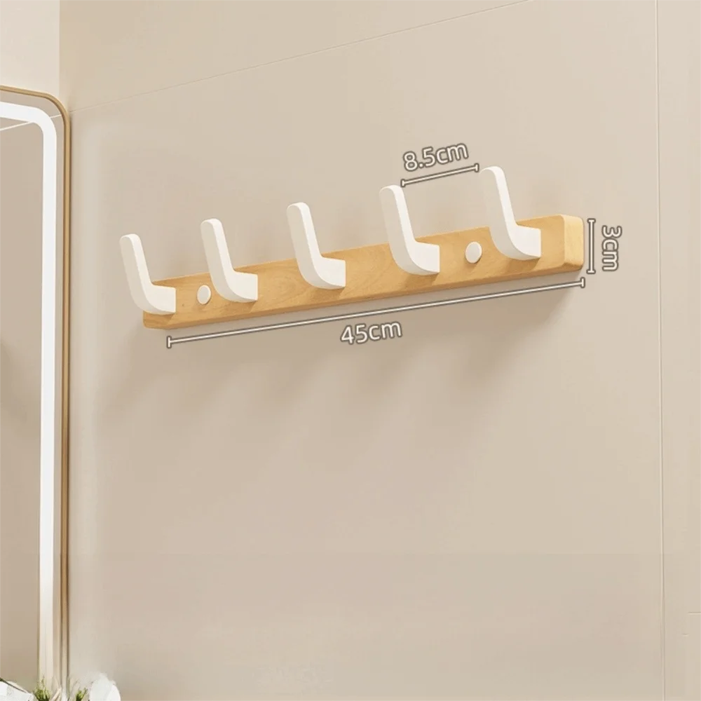 Wall Mounted Walnut Wood Clothes Hook – No Drill Entryway Organizer