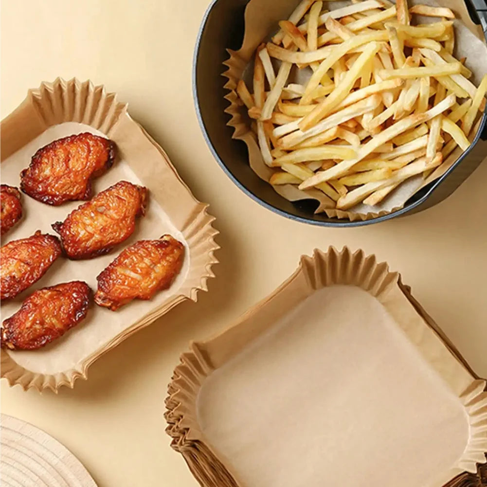 Disposable Air Fryer Paper Liners – Non-Stick Baking Bowls 50/100 Pcs