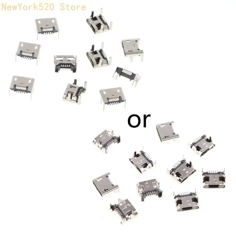 10 Pcs Micro USB Type B 5-Pin Female Socket Connector 90°