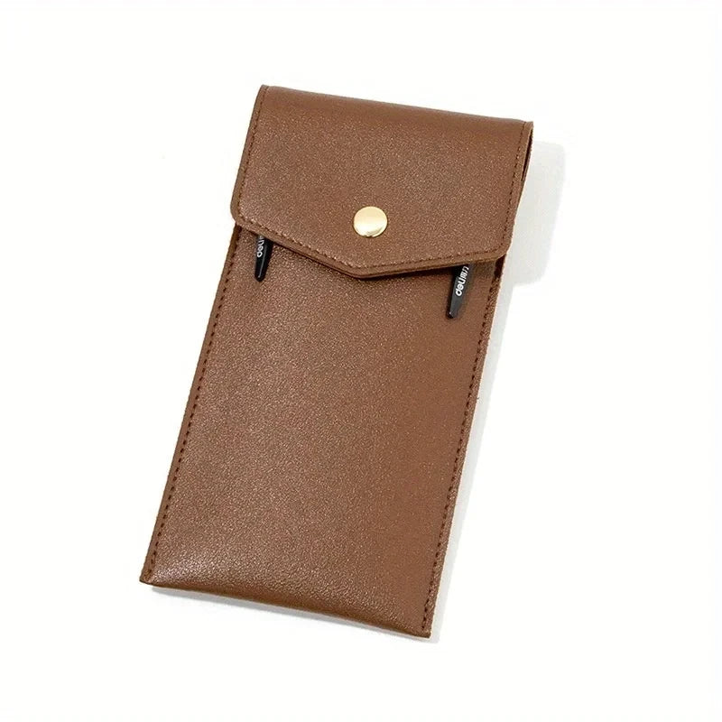PU Leather Pencil Case Large Capacity Pen & Glasses Bag
