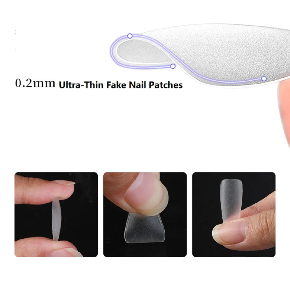 100pcs Full Cover Press On Nail Tips – Clear Ultra-Thin False Nails