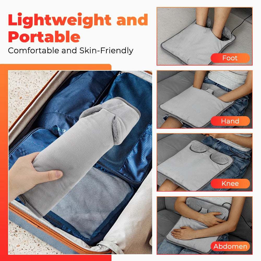 Electric Foot Warmer 4-Level Heated Pad – Soft & Washable