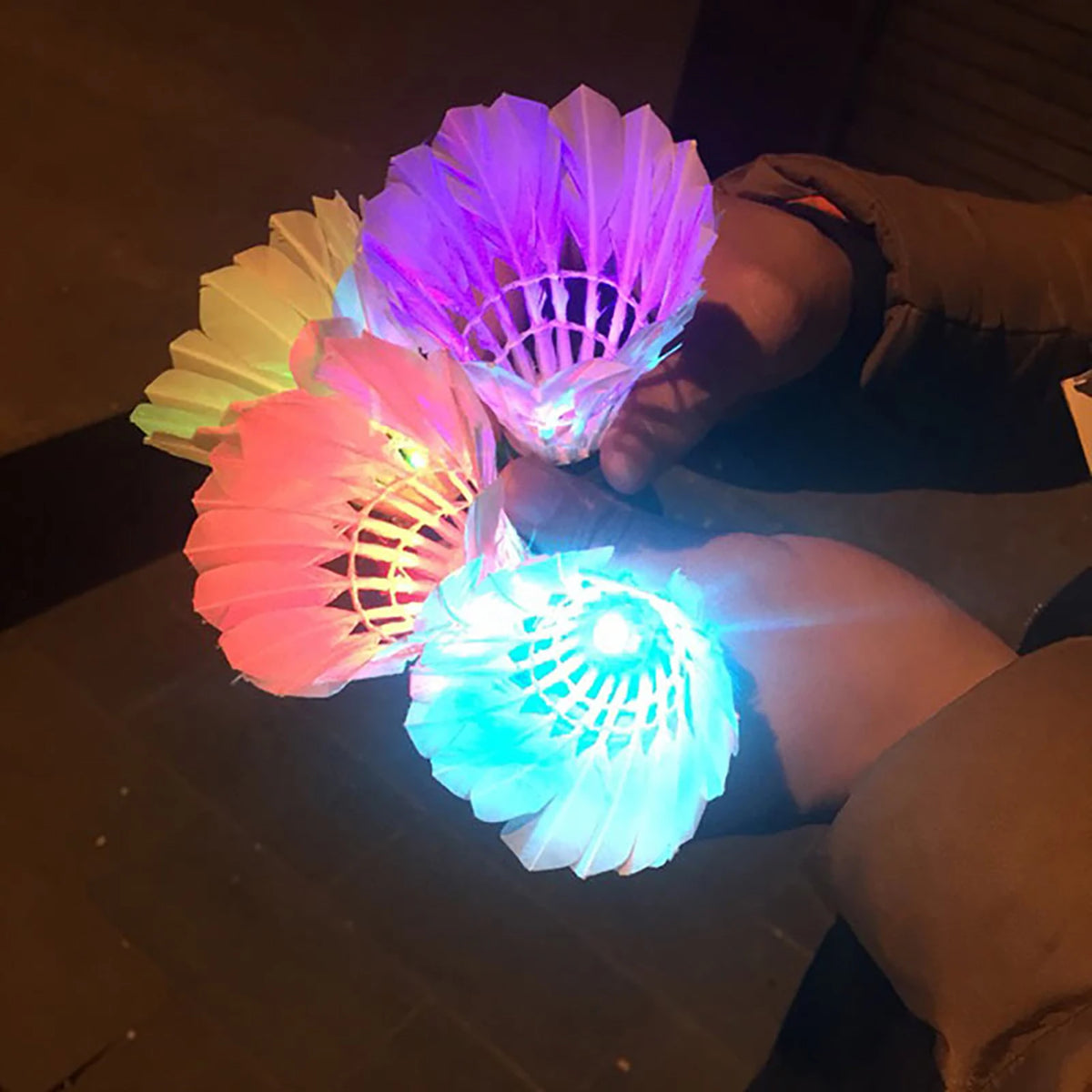 LED Light-Up Badminton Shuttlecocks 4 Pack – Goose Feather
