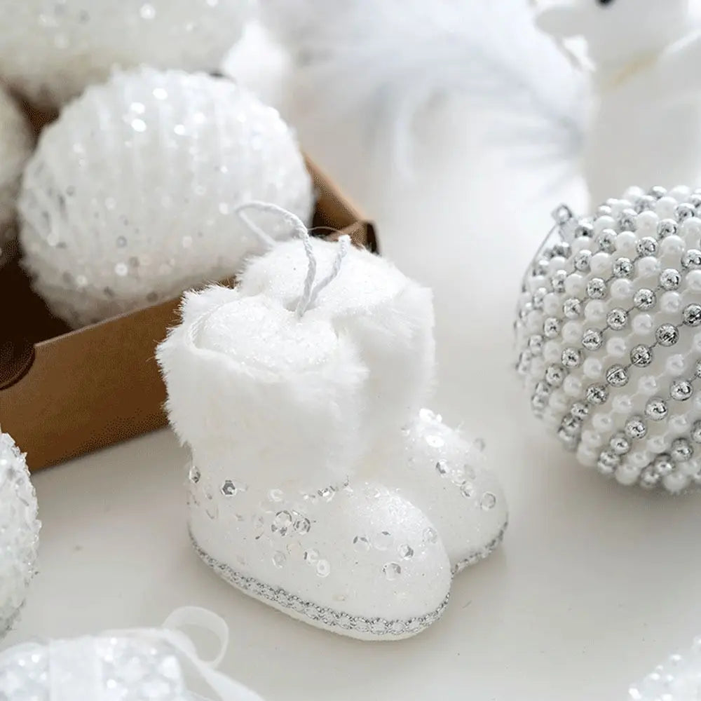 Sequin Foam Christmas Tree Baubles 8cm – Gold & Silver