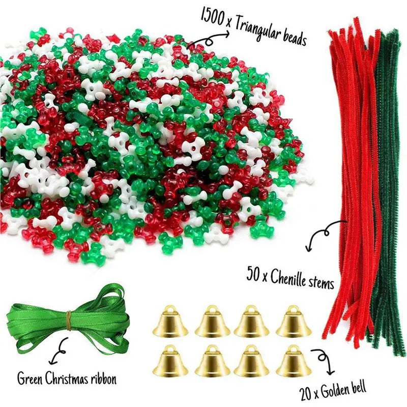 3140 PCS Christmas Beaded Ornament Craft Kit – DIY Wreaths