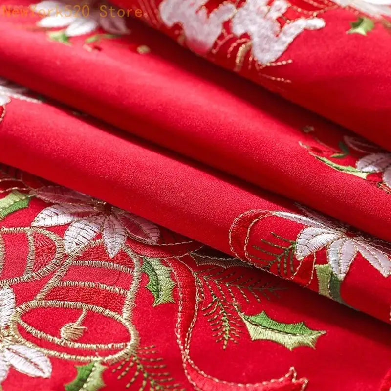 Holly Embroidered Christmas Table Runner 38×176 cm