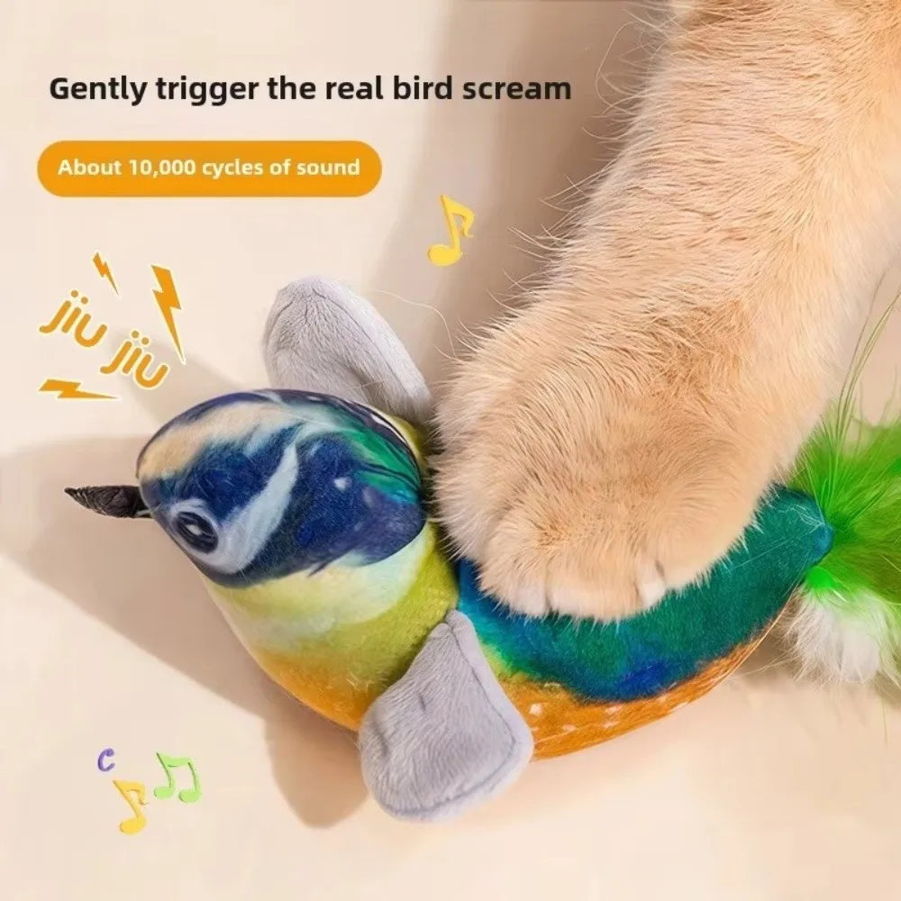 Flying Bird Cat Toy – Chirping Interactive Plush Bird