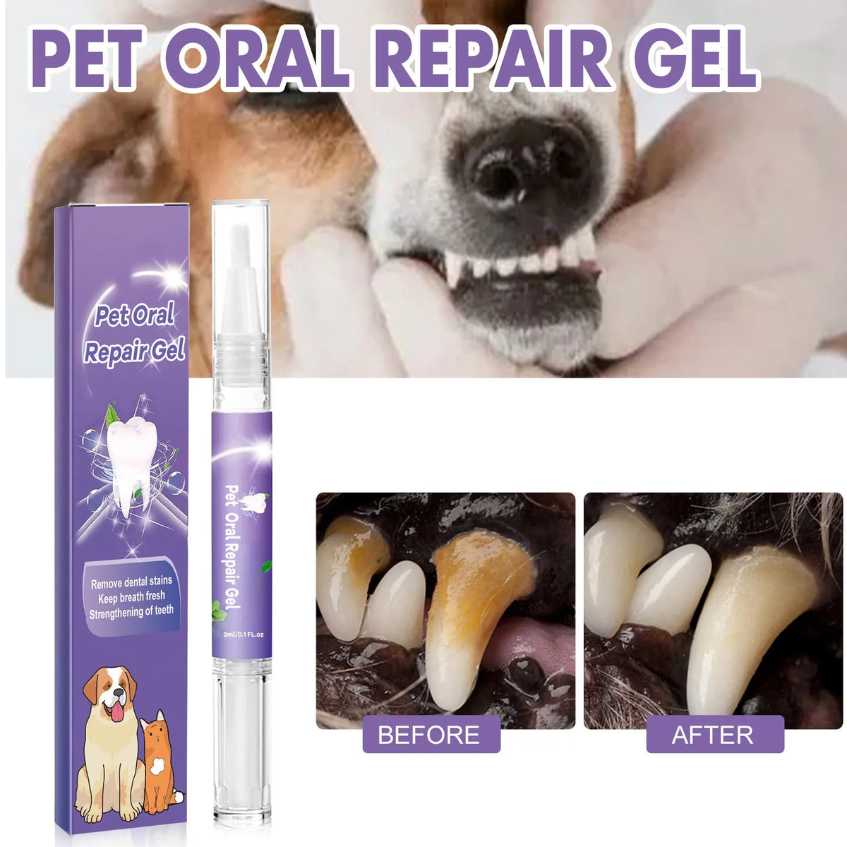 Pet Oral Care Gel – Teeth Whitening, Tartar & Fresh Breath