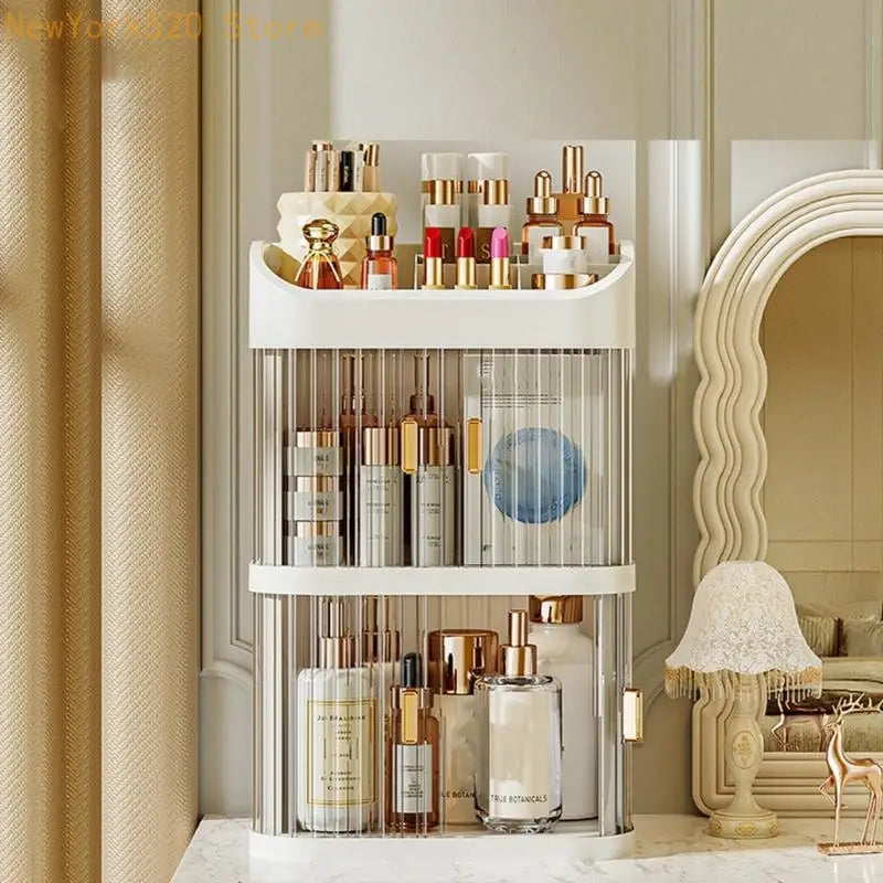 3-Layer Makeup Organizer with Dustproof Cover | Clear Display Case