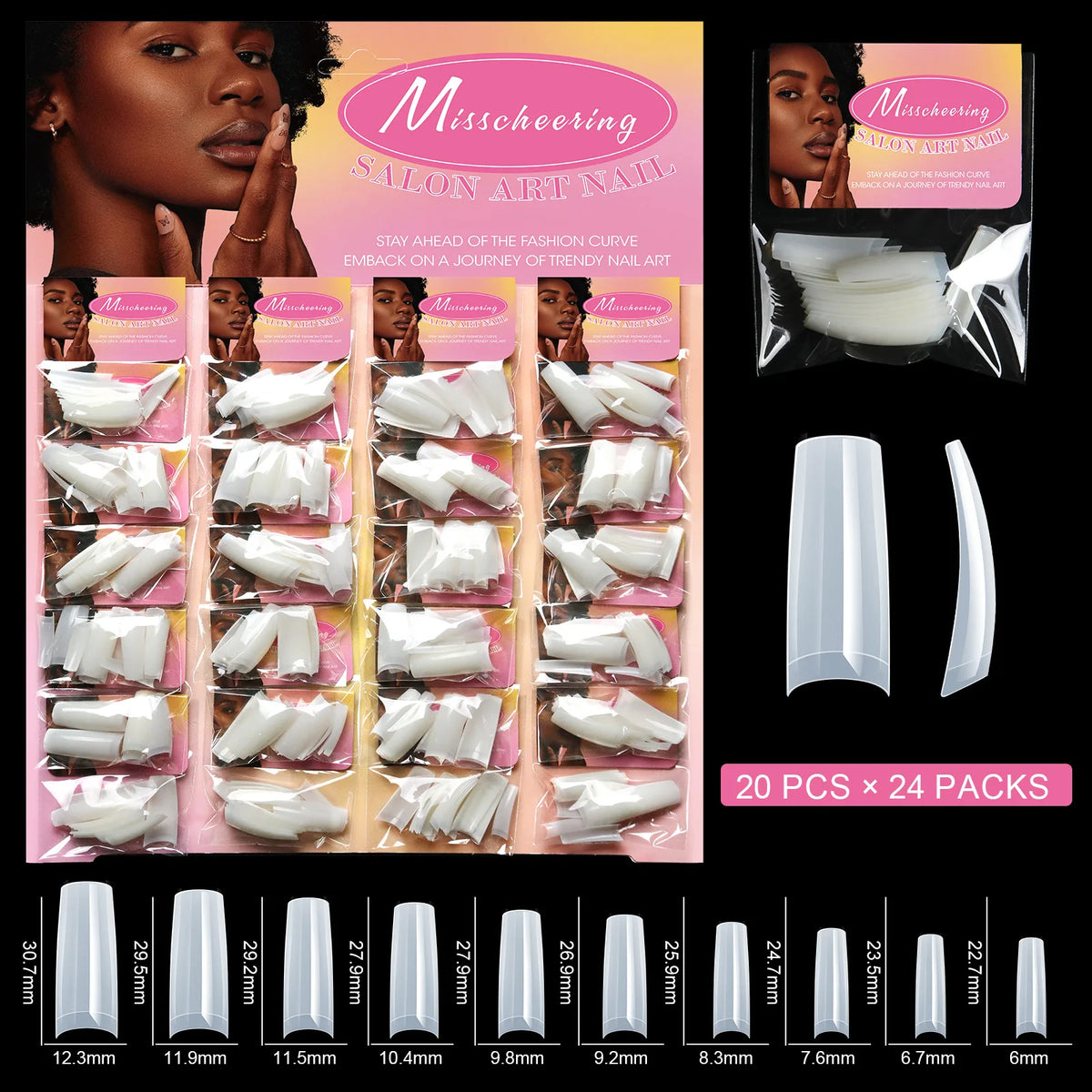 24-Pack Acrylic Press-On Fake Nails – Natural DIY Manicure Kit