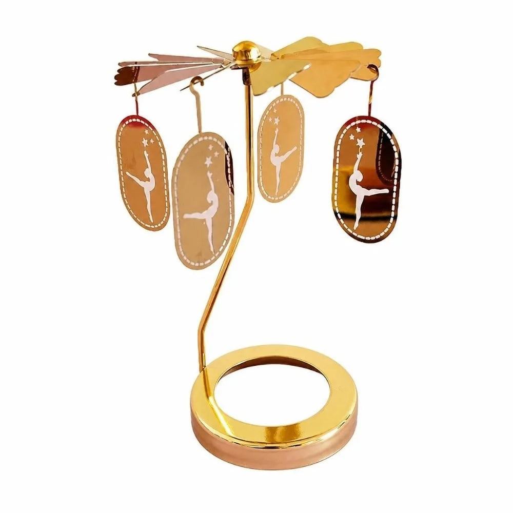 Gold Metal Rotating Candle Holder Carousel Spinner Topper