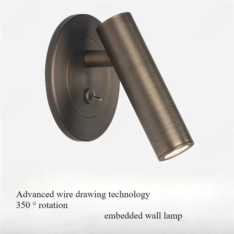 LED Embedded Wall Reading Lamp – Adjustable Angle Bedside Light