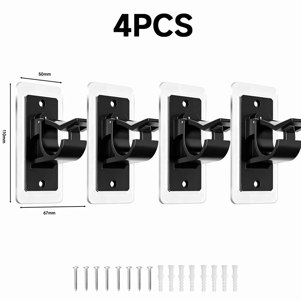 No-Drill Self-Adhesive Curtain Rod Brackets – Wall Mount Holder