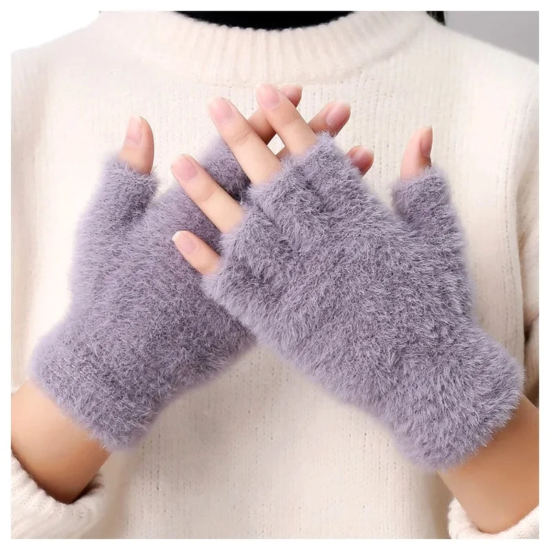 Half Finger Touch Screen Winter Gloves – Unisex Warm Mittens