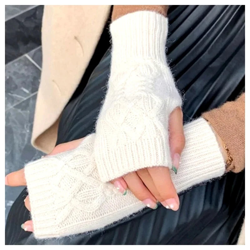 Unisex Half Finger Knit Gloves – Soft Warm Winter Mittens