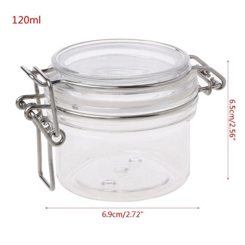 120ml Airtight Clip Top Storage Jar – Clear PET Round Container