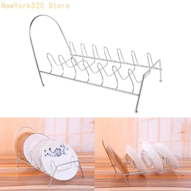 8-Slot Chrome Plated Dish Rack Countertop Drying Stand