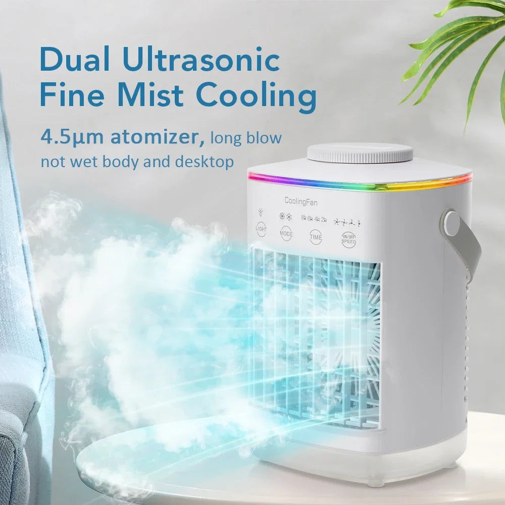 Desktop Air Cooler Fan with LED Light & Misting Humidifier