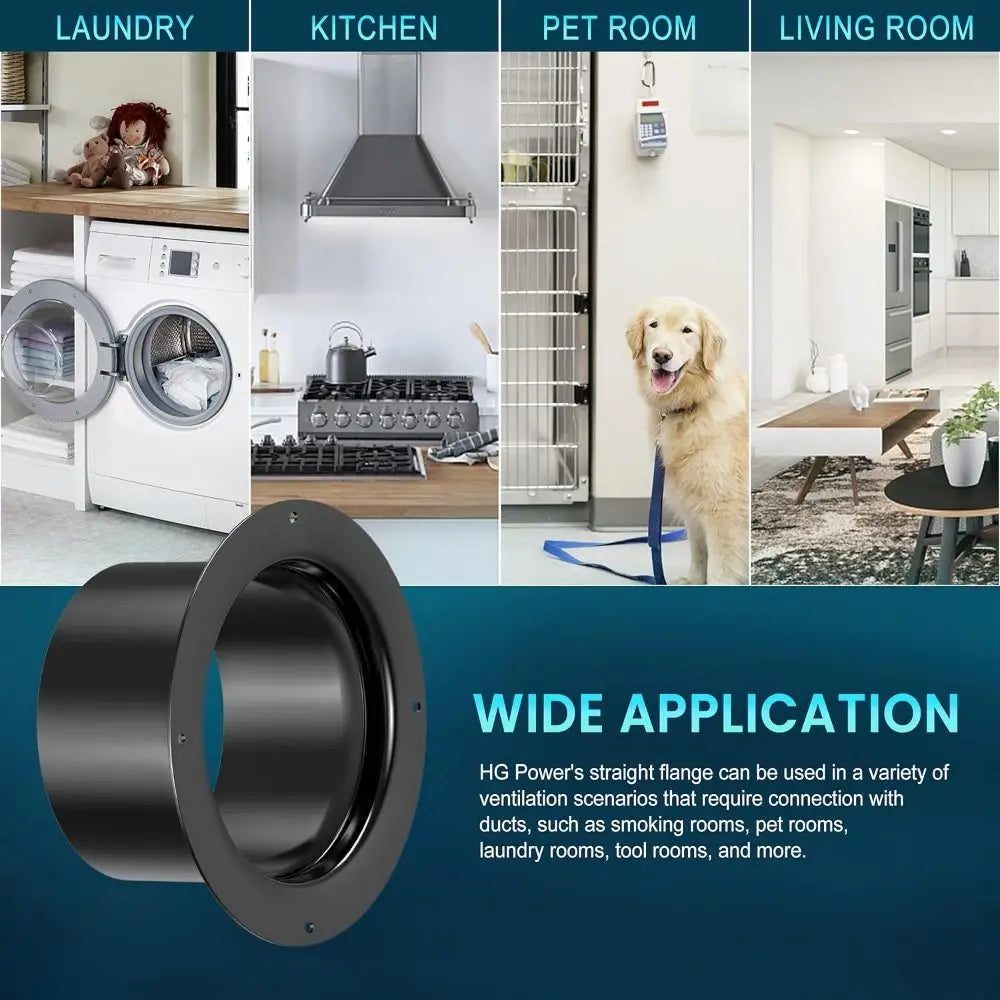 Round Wall Flange Connector Black ABS Ventilation Pipe Coupling