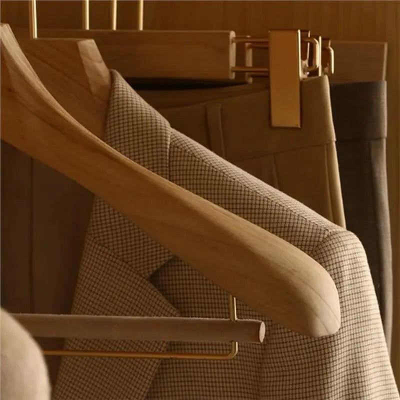 Wide Shoulder Wooden Suit Hanger – Non-Slip Seamless Adult