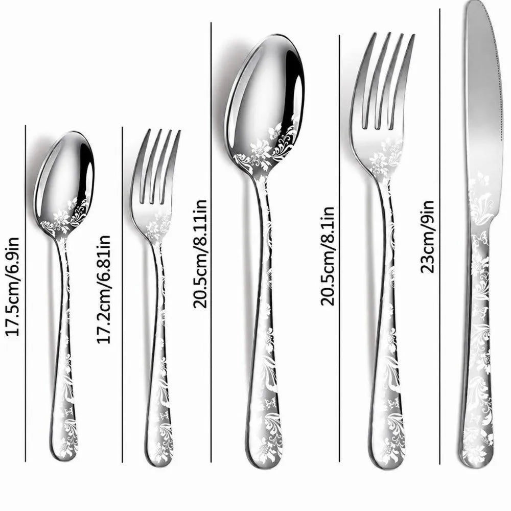 40-Piece Stainless Steel Flatware Set – Mirror Polished Silverware