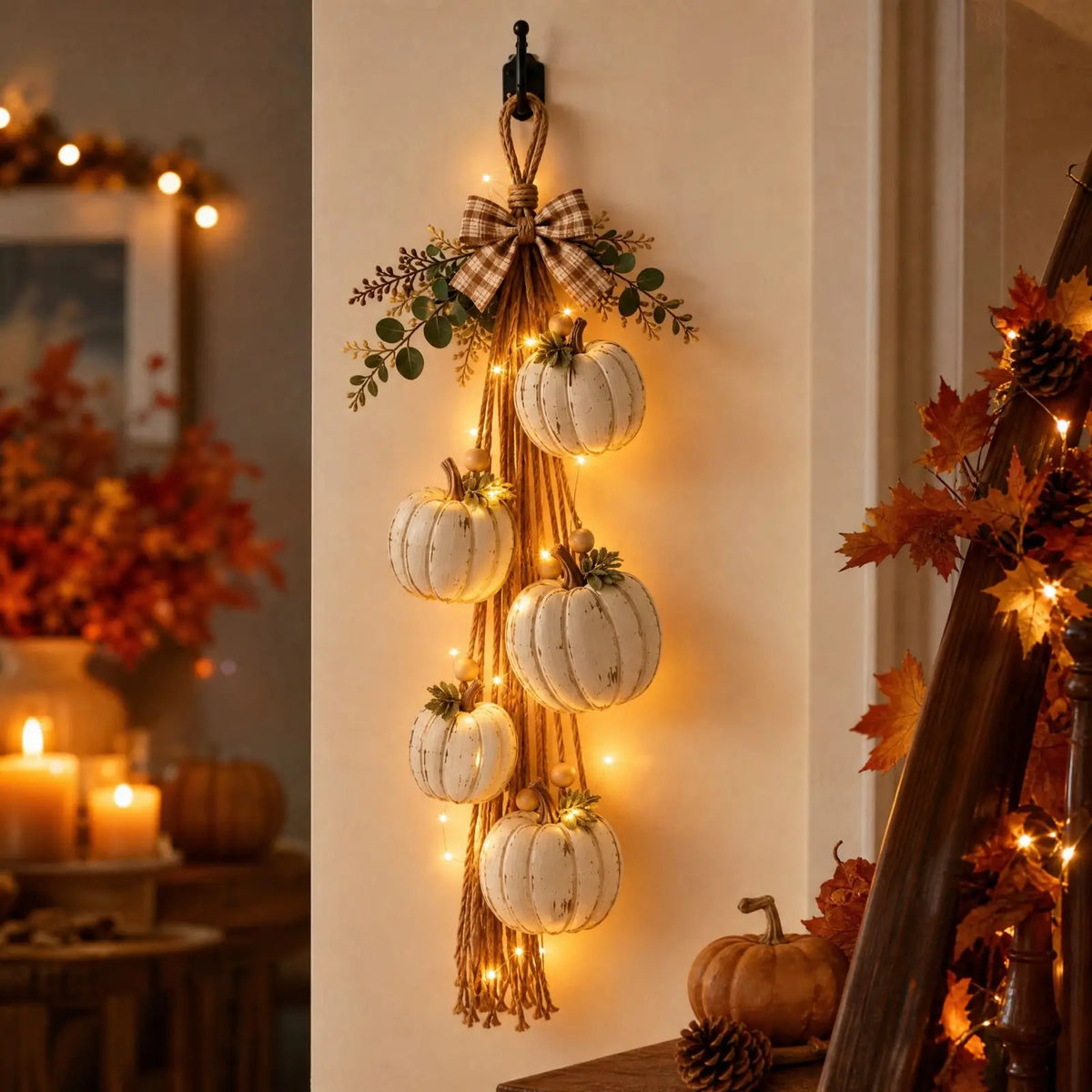 Pumpkin Wall Hanging Decor with Lights – 2D Halloween Ornament